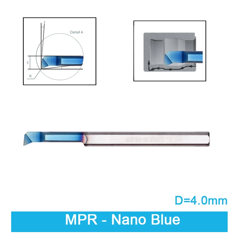 MPR นาโนสีน้ำเงิน4 5 6มม. เครื่องตัดเจาะคาร์ไบด์เคลือบมินิกลึงภายในเครื่องคัดลอกรูเหล็กทังสเตนขนาดเล็ก