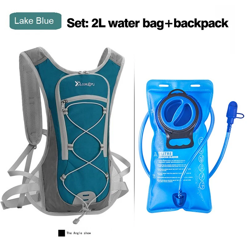 Mochila para ciclismo, juego de bolsas de agua de 2L, mochila transpirable para correr, bolsa de agua para beber, contenedor de reposición de