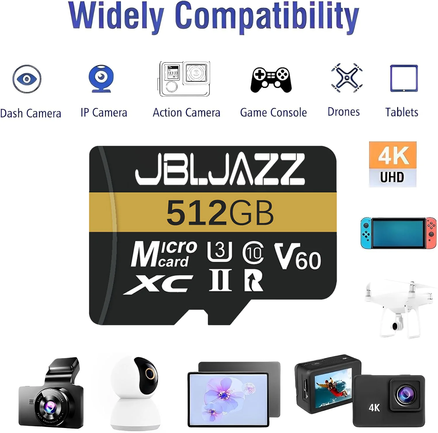 

High Speed 128GB Micro TF SD Memory Card 1TB 512GB 256GB for Camera Surveillance Phone PS4 Switch