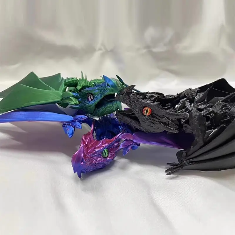 3D Printed Dragon with Wings for Adult, Flying Articulated Dragon Fingertip Toy, Flexible Pearly Luster Dragon with Wings