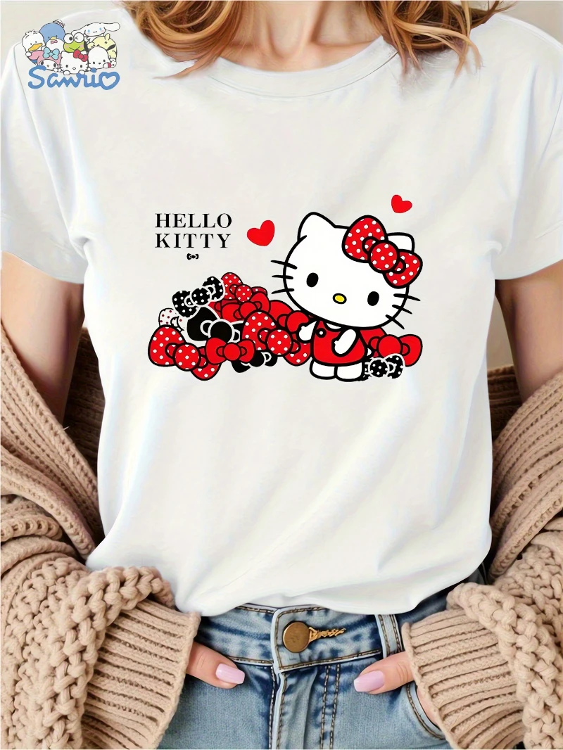 2025 الصيف مرحبا كيتي سانريو سيدة القوس طباعة الراقية الفاخرة هي لكل من الرجال والنساء أفضل Y2k