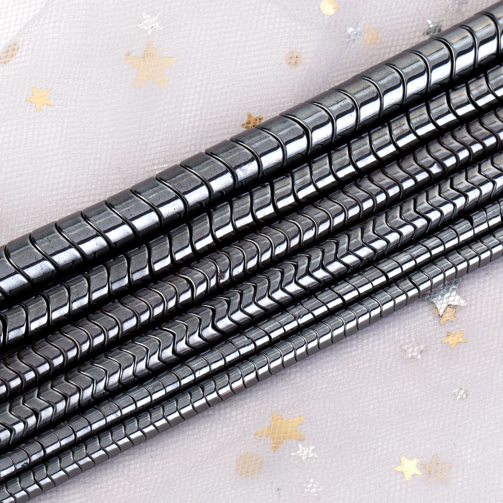 Natural Stone Beads Arrow Wave Black Hematite Loose Spacer Beads for Jewelry Making DIY Needlework Bracelet Handmade Accessories