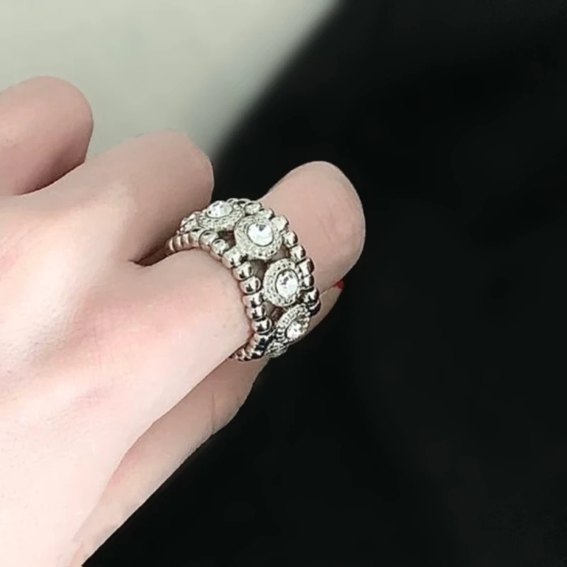 Elegant Telescopic Elastic Rings Fashion Bead Finger Rings Daily Wear Dainty Diamond Rings Minimalist Jewelry Women Girl