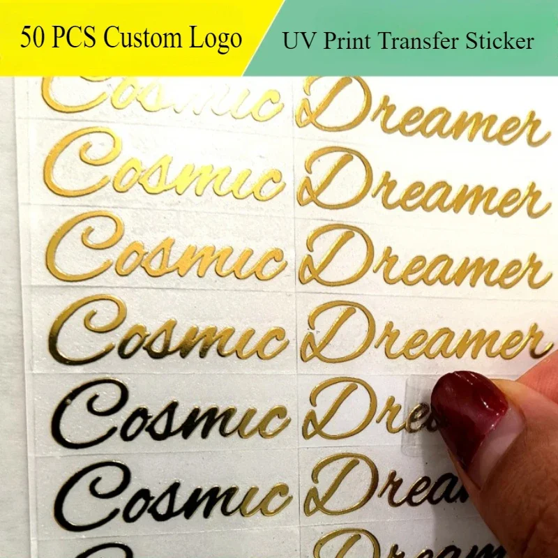 Custom Transfer 3D Sticker Shiny Gold Silver UV Print Transfer Sticker Company Logo Wedding Personalized Transfer Sticker