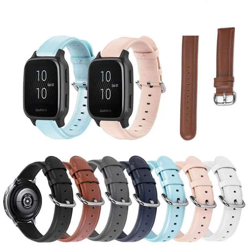 

20 22 мм кожаный ремешок для часов из мягкой кожи для Garmin Vivoactive 3 4 5 6 Music Venu 2 2Plus 3 SQ 2