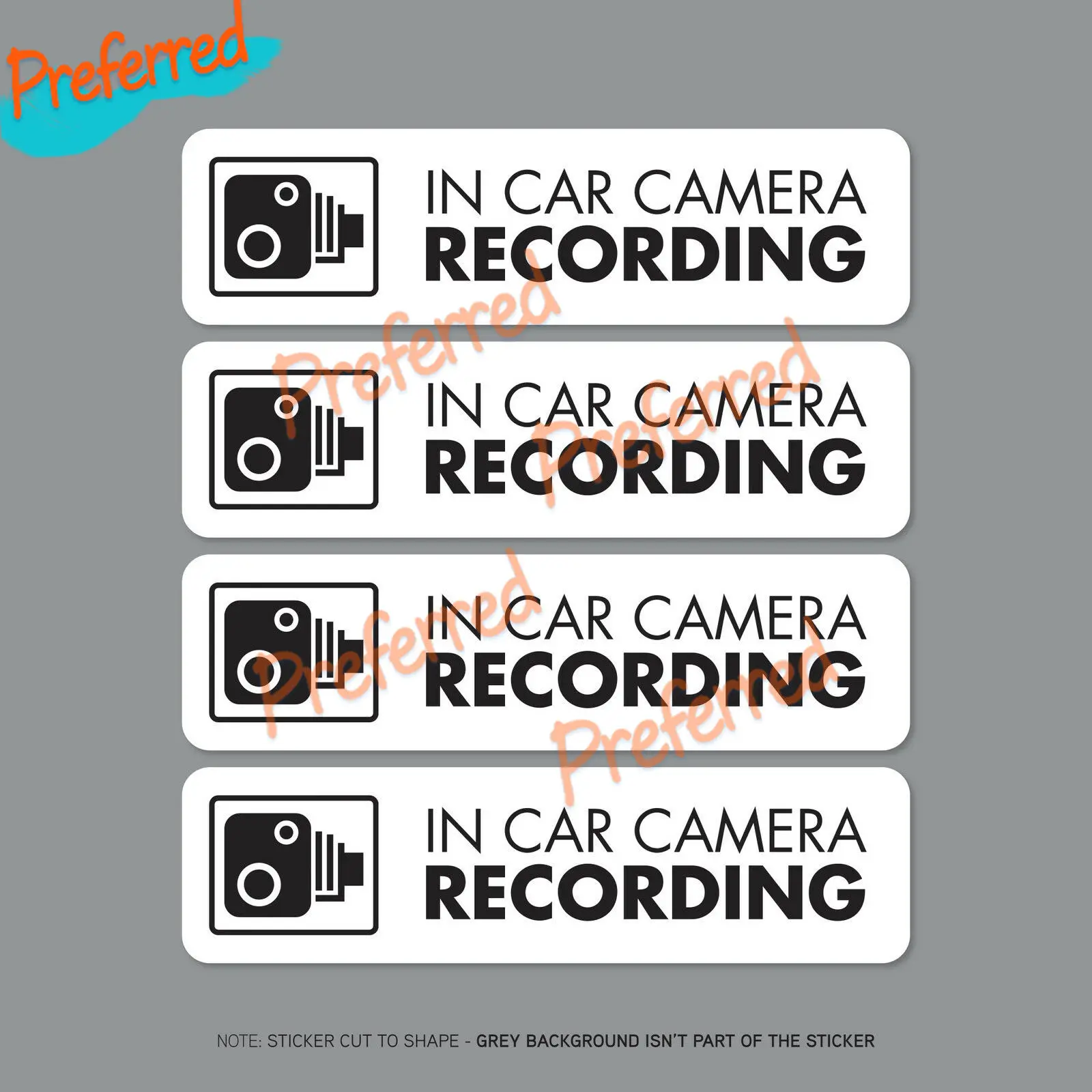 4PCS In Car Camera Recording Car Sign Sticker - CCTV - Dashcam Car Sticker Windshield Bumper Motorcycle Helmet Decal Decoration