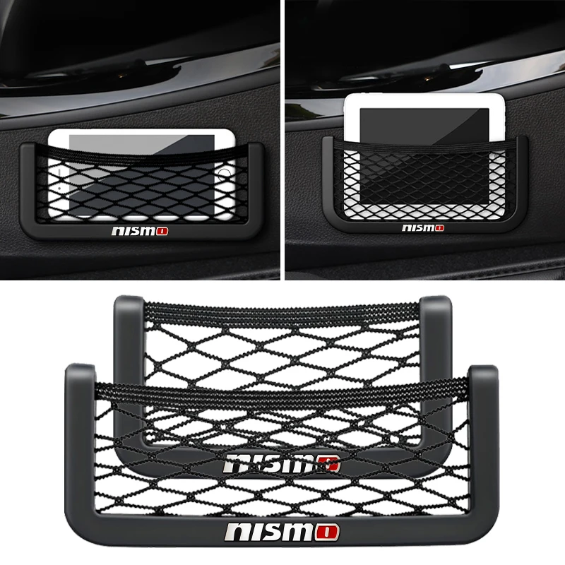 Car Net Bag Phone Holder Storage Net Box Pocket Organizer for Nissan Nismo X-trail Qashqai J10 Tiida GTR Juke Note Patrol Almera