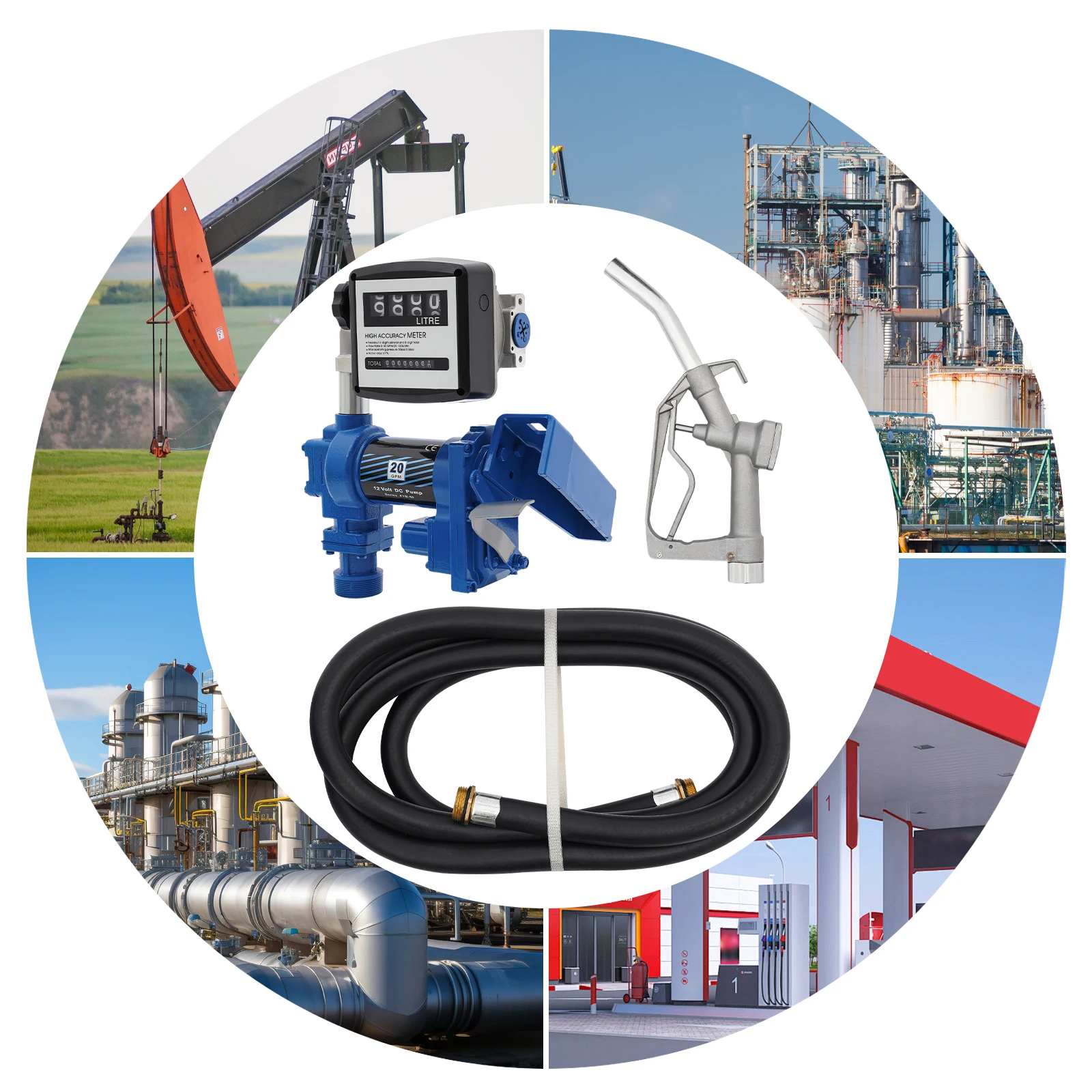 265W DC12V Gasoline Metering Fuel Transfer Pump Explosion-Proof Fuel 5-30gpm/20-120l/Min for Transporting Gasoline Diesel