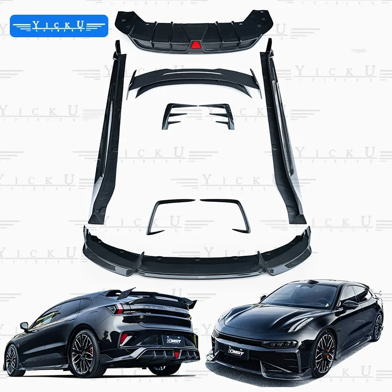 YICKU New Product For 2024 ZEEKR 001 Upgrade CMST Style Carbon Fiber Body Kit Front Lip Tuyere Rear Diffuser Spoiler Side Skirts