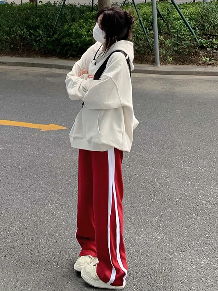 

American Retro Spor Loose Men's Casual Pants Striped Lazy Sle Wide Leg Trousers Youthful Vitali Faion Cotton Polyeste...