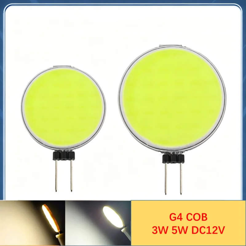 5Pcs G4 COB LED Bulb DC 12V 3W 5W Dimmable Bi-pin Marine Camper RV Light Lamp 180 Degree Cold Warm White Replace Halogen Lamp