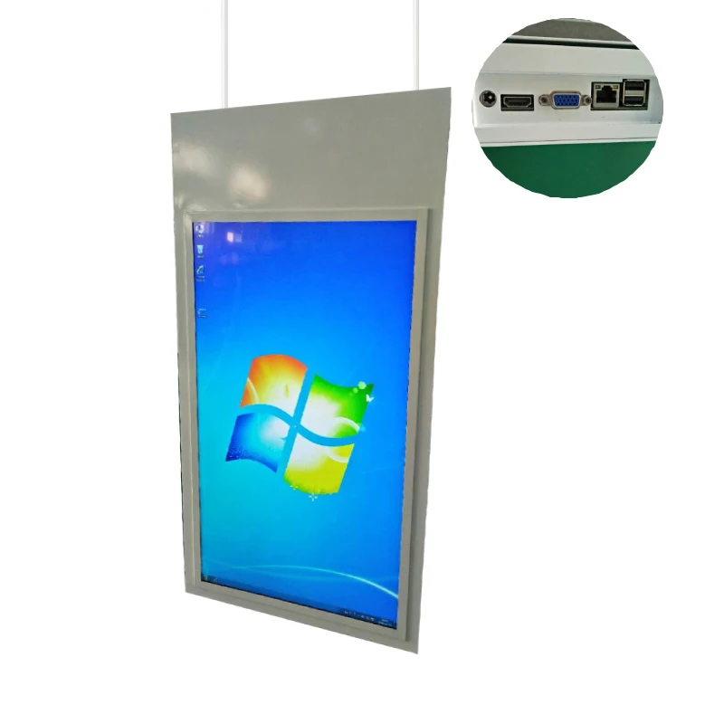 Pemutar Video Loop Digital LED LCD 55" Inci Dua Sisi Terang Tinggi untuk Pemasangan di Langit-langit Atap untuk Tampilan Jendela Komersial