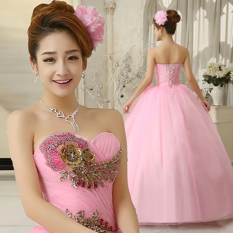 New Quinceanera Dresses Strapless Tulle Flowers Ball Gown Beading Sleeveless Candy Color Vestido De Debutante Customized