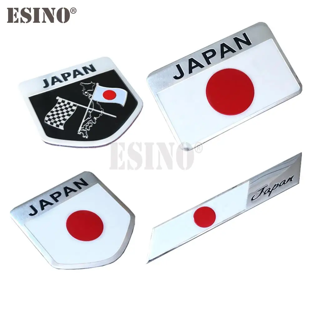 Car Styling Japan National Flag 3D Metal Chrome Aluminium Alloy Decorative Emblem Adhesive Badge Sticker Decal Auto Accessory