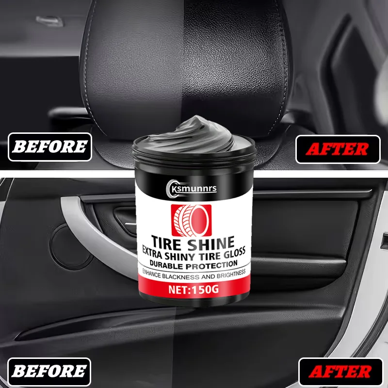 Premium Black Tire Shine Wax - Restores Faded Surfaces & Delivers Long-Lasting Showroom-Grade Gloss Finish