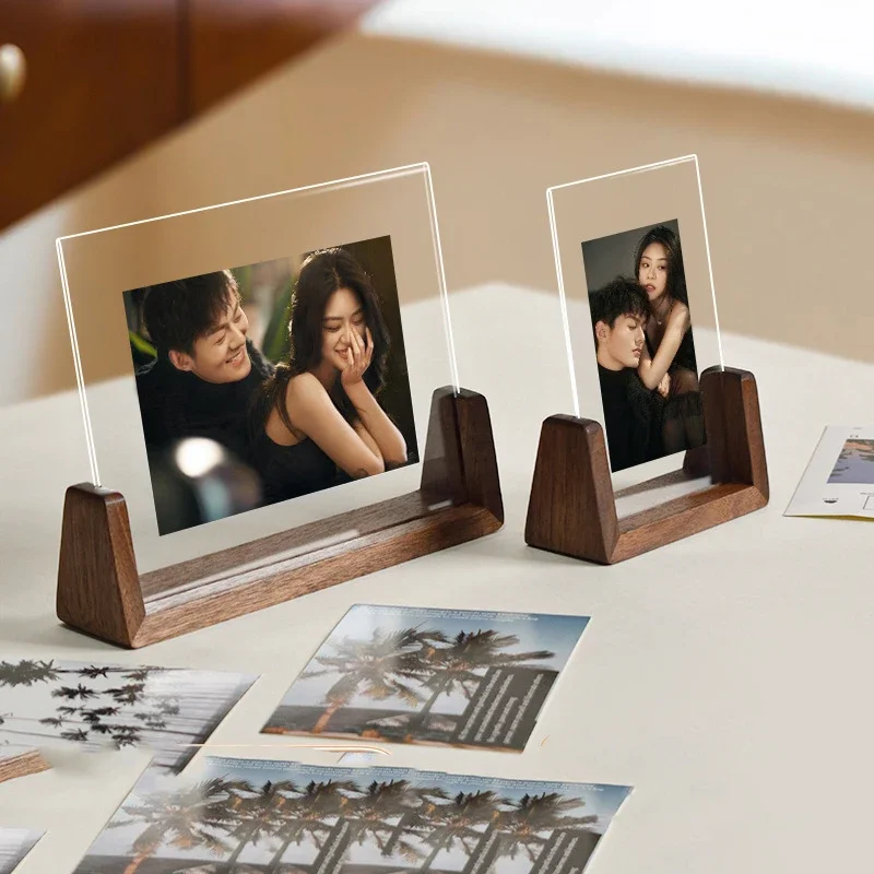 U-Shaped Wooden Feel Acrylic Picture Frame Style Tabletop Photo Frame - Elegant Display for Pictures and Artwork Home Decor