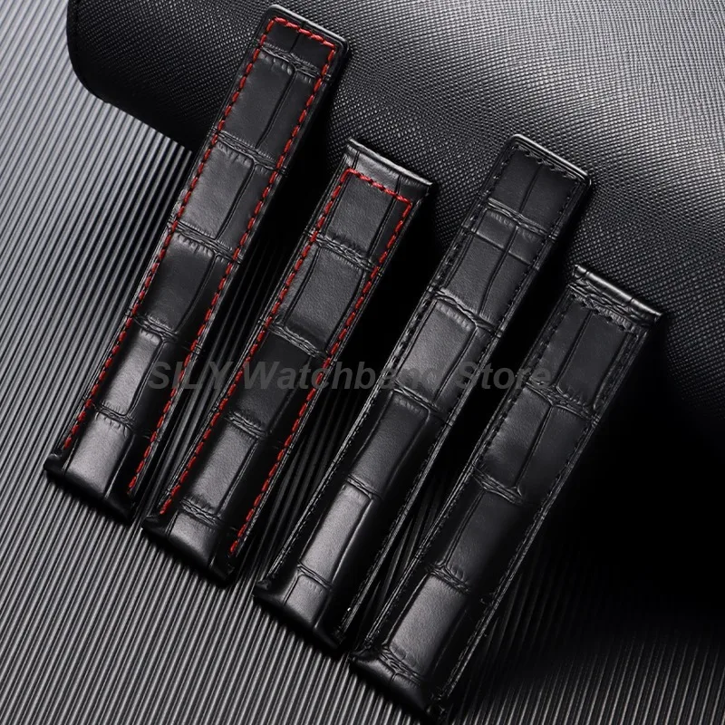 20/22/24mm Bamboo Patterned Cowhide Leather Watch Band Straps for Tag Heuer Carrera Monaco Wristbelt Universal Business Bracelet