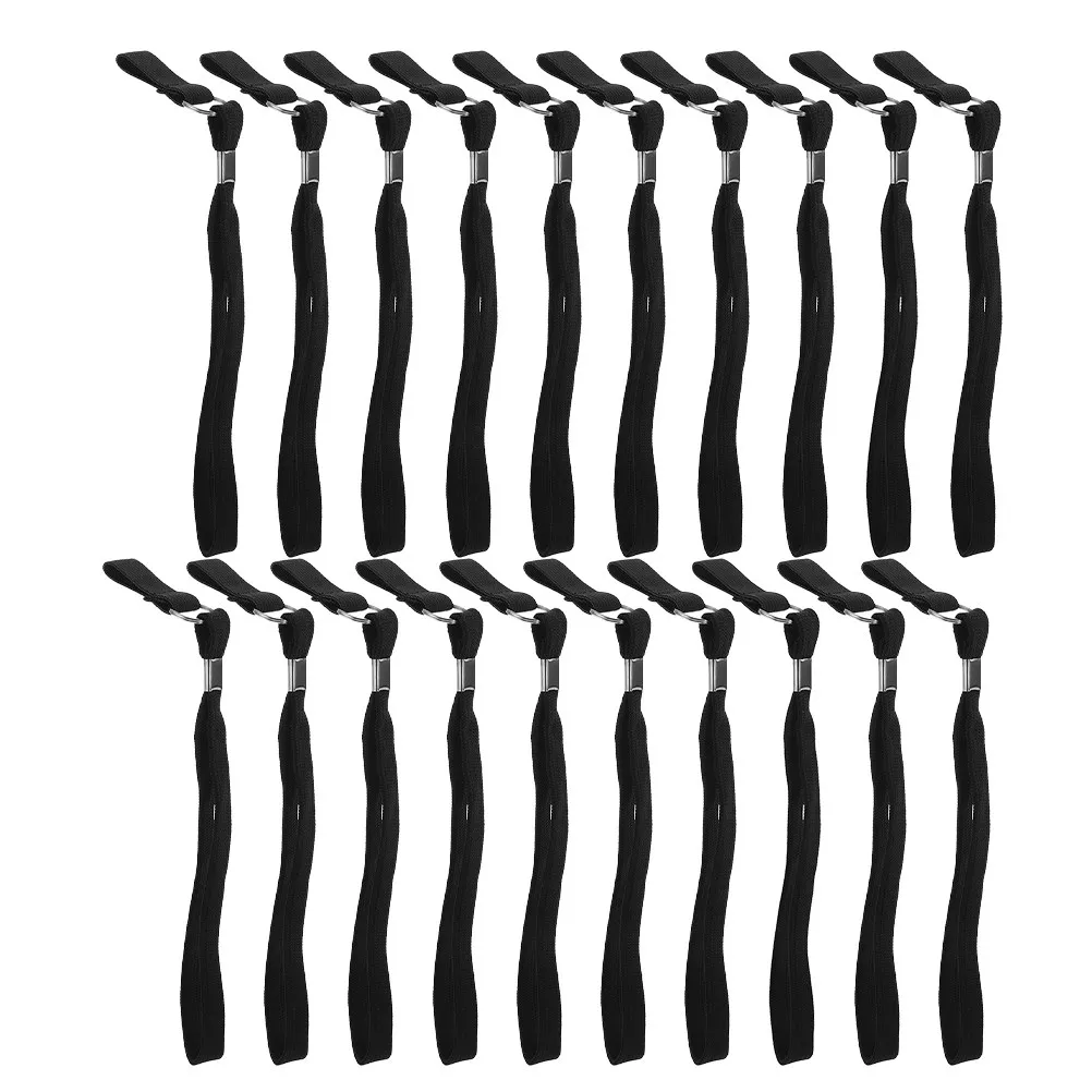20 Pièces Sangle de poignet noire réglable anti-perte pour bâton de marche, bâton de randonnée et bâton de trekking, pour la randonnée, le trekking et le sport