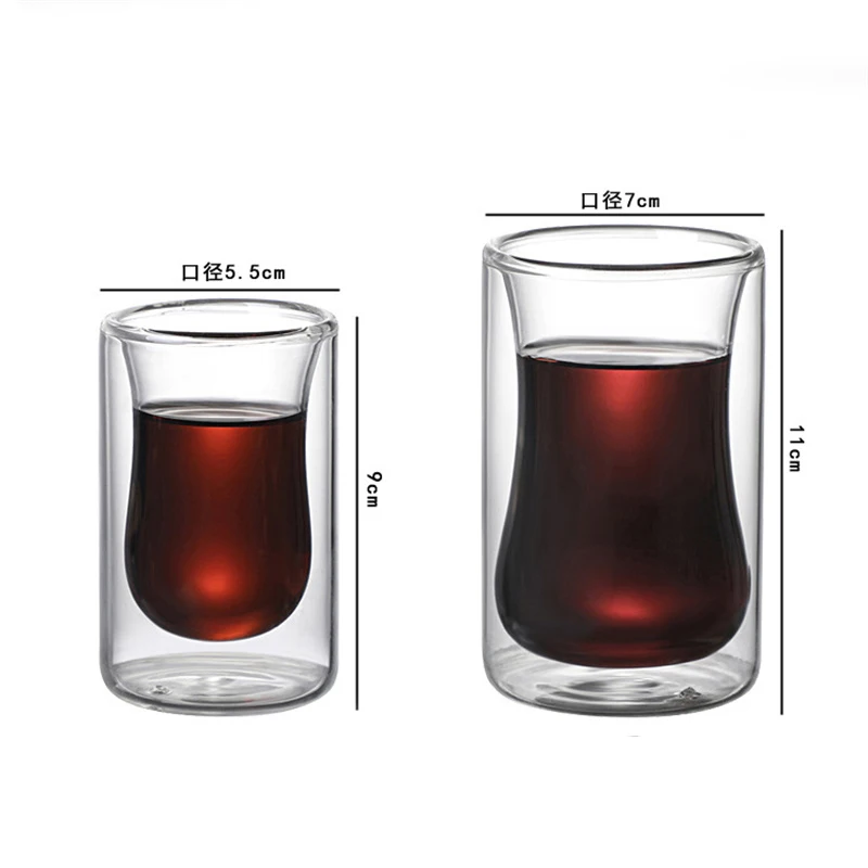 Anti-scald Heat Resistant Small Capacity 80ml 220ml Double Wall Glass Espresso Cups Caffè Americano Coffee Mug Tea Milk Cup