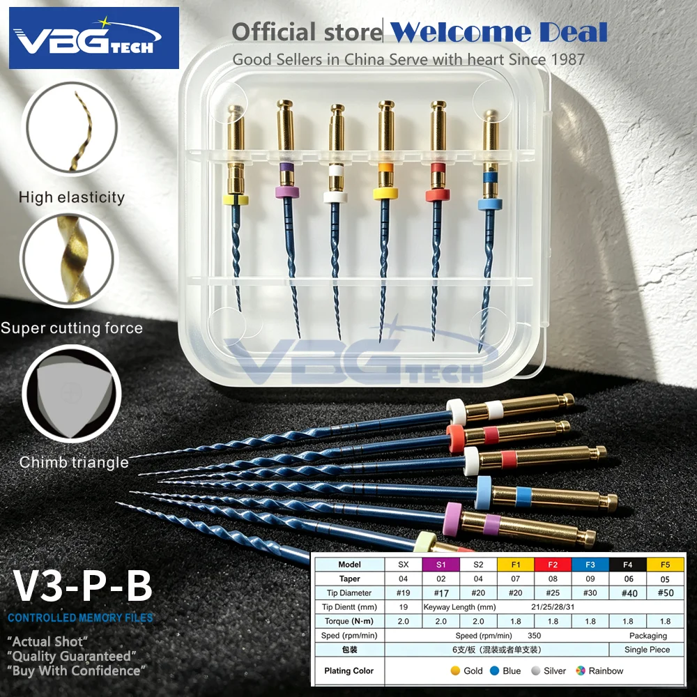 6pcs/Box SX-F3 31/25mm S2Dental Heat Activated Canal Root Files Niti File Can Bend for Preparing Endodoncia Treatment Endomotor