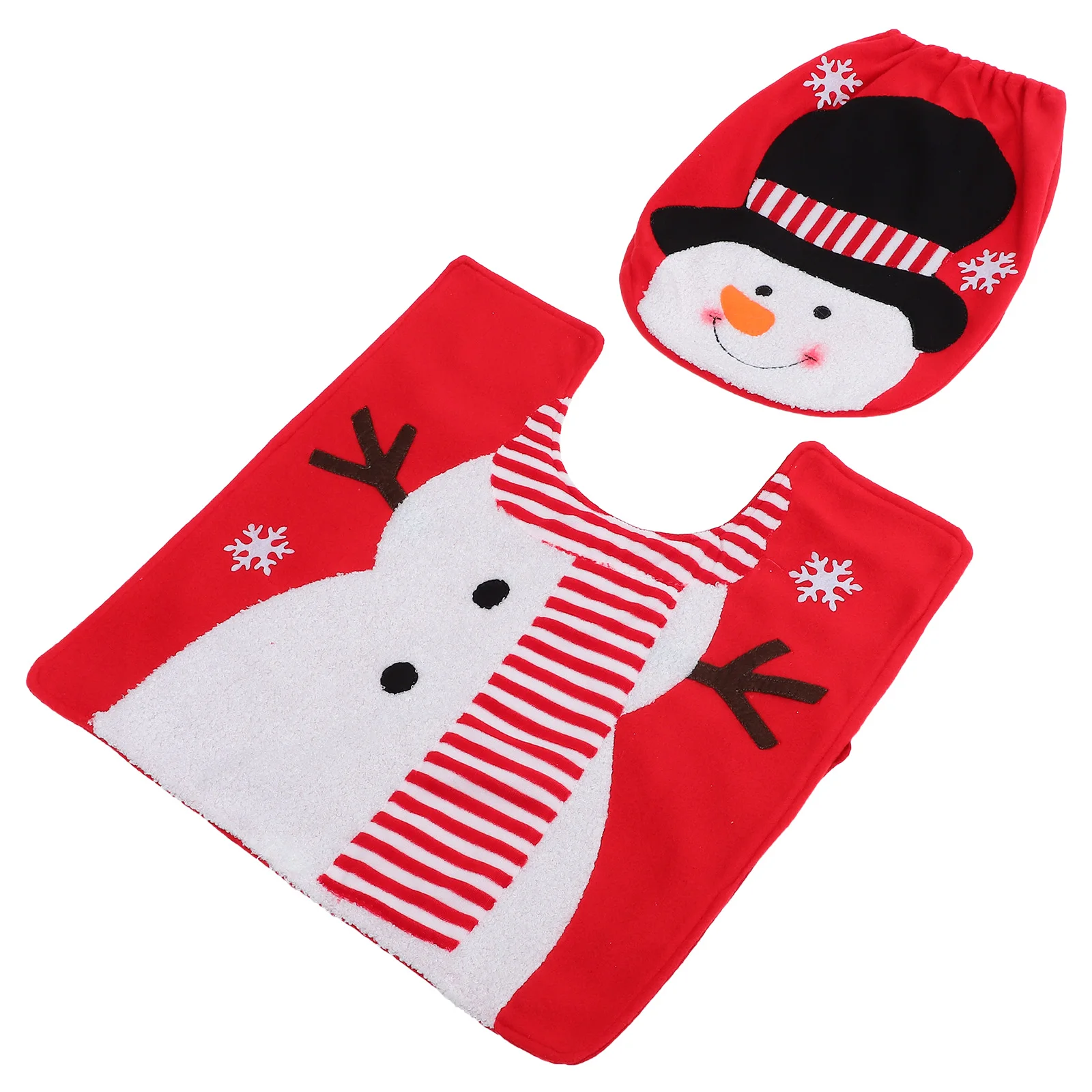 

Christmas Toilet Cover Xmas Floor Mat Cushion Decorative Lid Protector Bathroom Anti Slip Pad Polyeste Material Practical Design