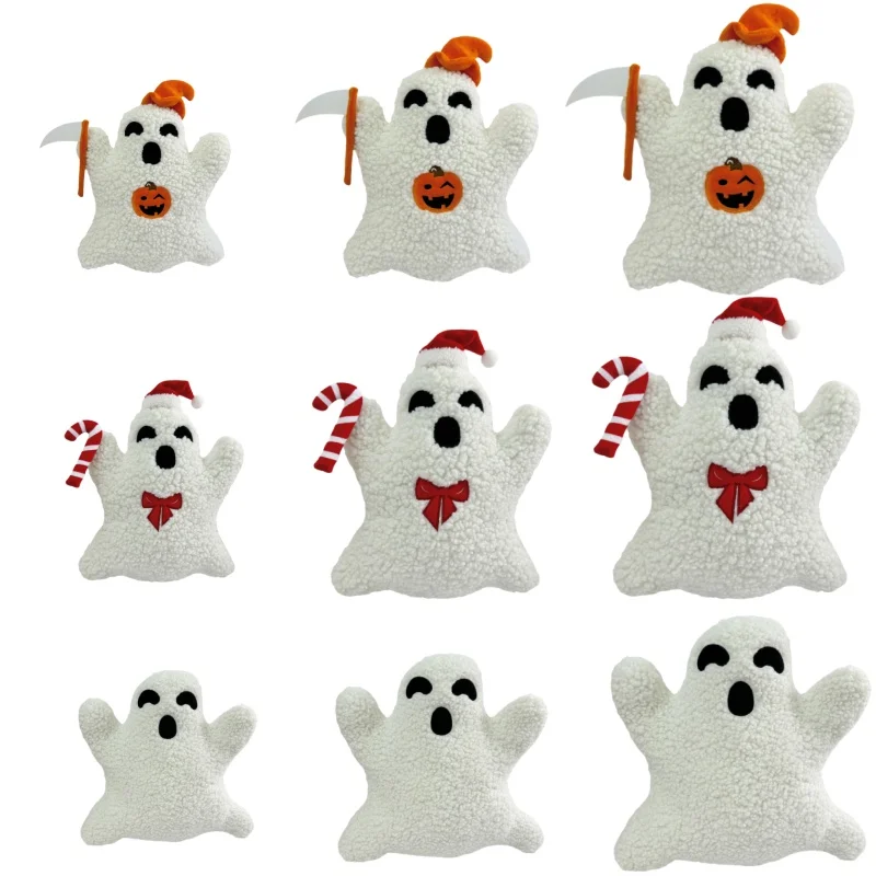 

New Halloween Ghost Pillow Plush 20/30/40CM Soft Cute Ghost Throw Pillow Decor Halloween Decorative Gift Toy Gift for Kid Boy