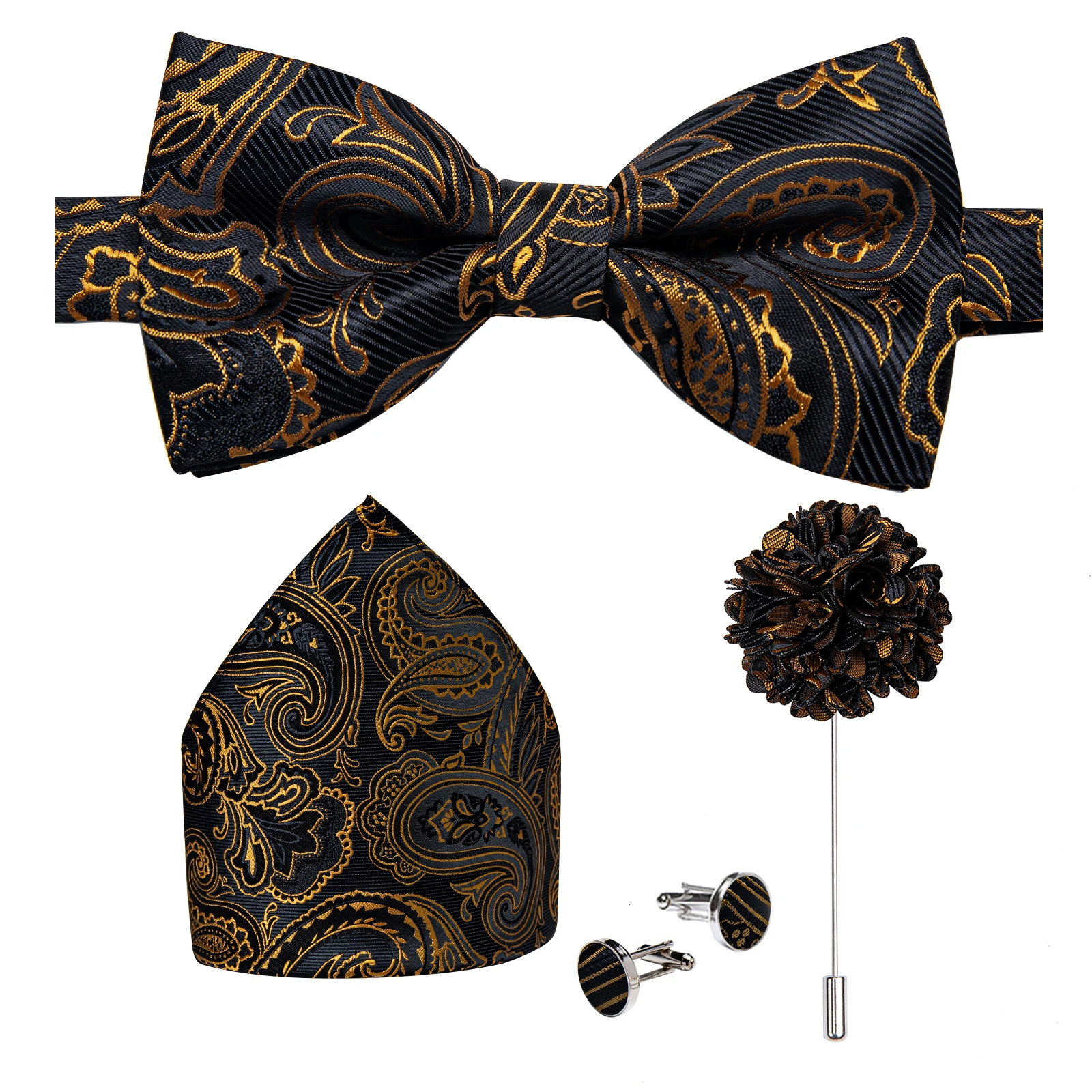 Hochzeitsfliege für Herren, klassisch rot, vorgebundene Fliege, Manschettenknöpfe, Ansteckblume, Set für Partys, Schmetterlingsknoten, Geschenk, Herren-Accessoires – Detail 28