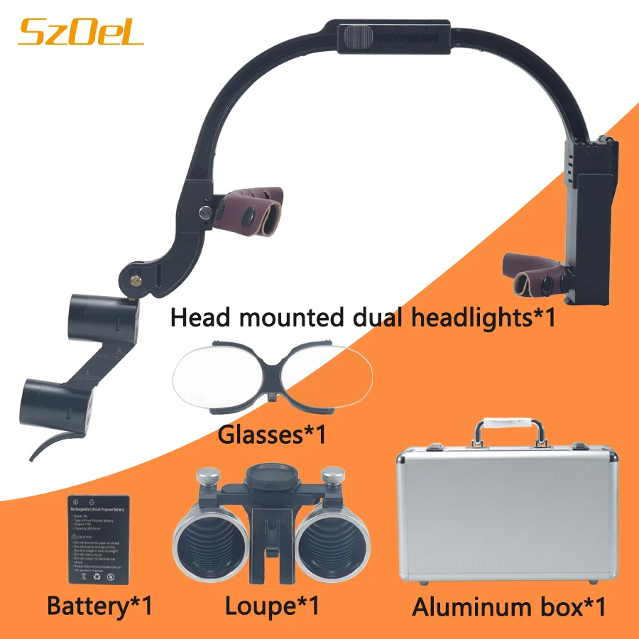 New 2.5X/3.5X Wireless Dual Light Head Mounted Binocular Magnifying Glasses Suitable For Dental And Oral Surgery