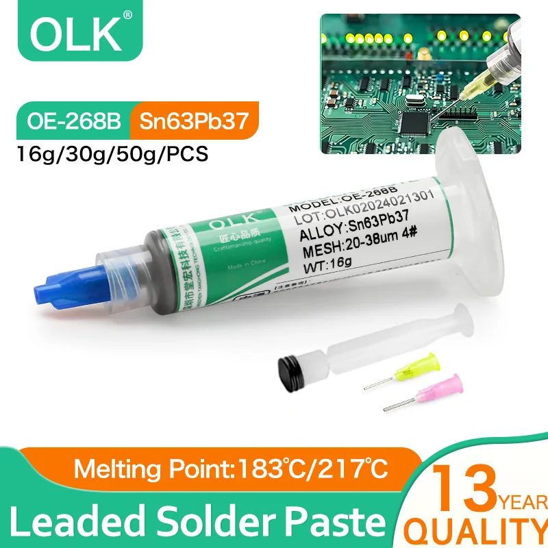 OLK Sn63Pb37 Solder Paste, Flux,Sn99.3cu0.7 Lead-Free Solder Paste Free Cleaning Is Widely Used In All Kinds Of Soldering