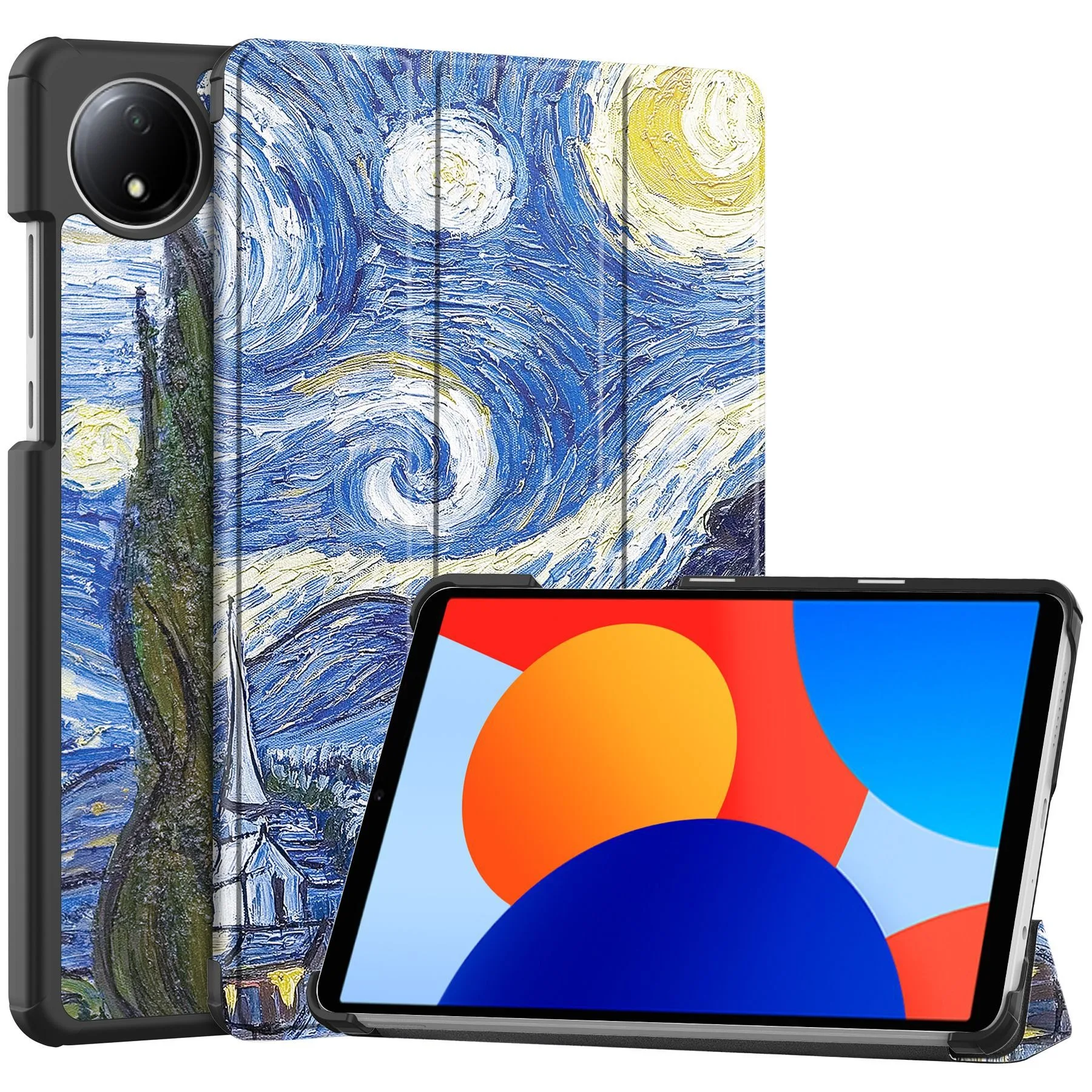 For Xiaomi Redmi Pad SE 8.7 Case 2024 New PU Leather Tri-folding Stand Tablet Cover Funda For redmi pad se 8.7 inch Smart case