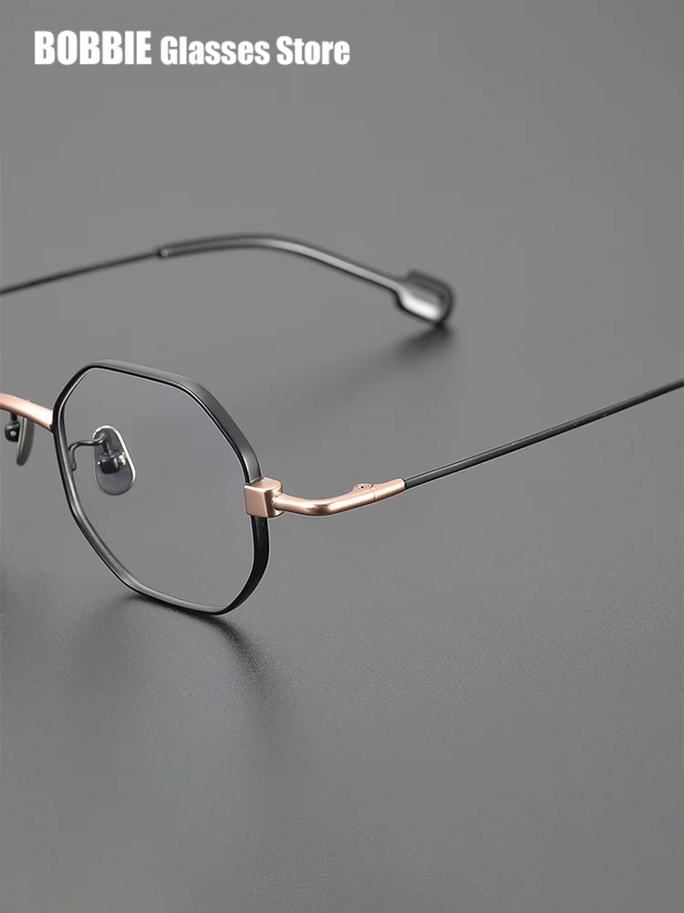 Glasses Frame Polygon Ultra Light Titanium Trendy Flower Rim Men Women Myopia Small Face Anti Blue Light Eyeglasses Japanese New