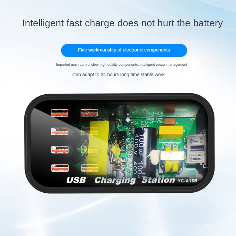 자동차 헤드폰용 USB 충전 스테이션, 다중 장치, 노트북 스마트폰용 USB 충전기, 미국 플러그, 16 포트