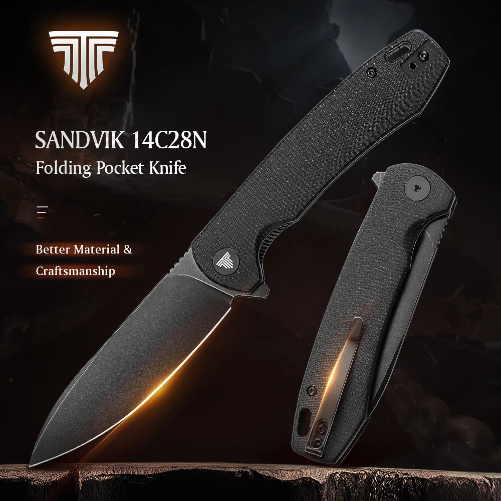 

TRIVISA Folding Pocket Knife for Men，Sharp EDC Camping Knife With Clip，3.74" 14C28N Steel Outdoor Tools，Micarta Handle