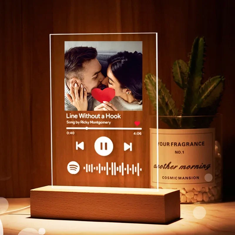 Personalized Spotify Music Plaque, Custom Photo Acrylic Board, Favorite Song Album Cover, Birthday Gift for Girlfriend