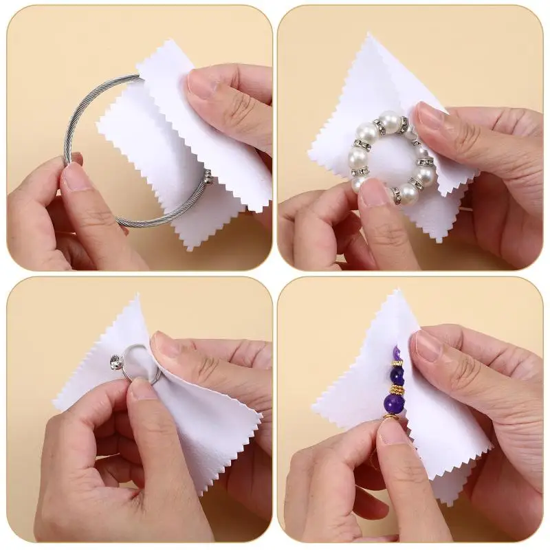 50pcs Polish Polishing Cloth Silver Color Cleaning Polishing Cloth Soft Clean Wipe Wiping Cloth For Silver Gold Jewelry Tool