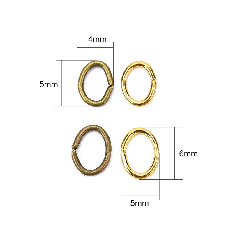 300pcs/lot Oval Open Jump Rings Split Rings Bulk 4x5mm 5x6mm Metal Iron End Connectors Clasps for Necklace Diy Jewelry Making