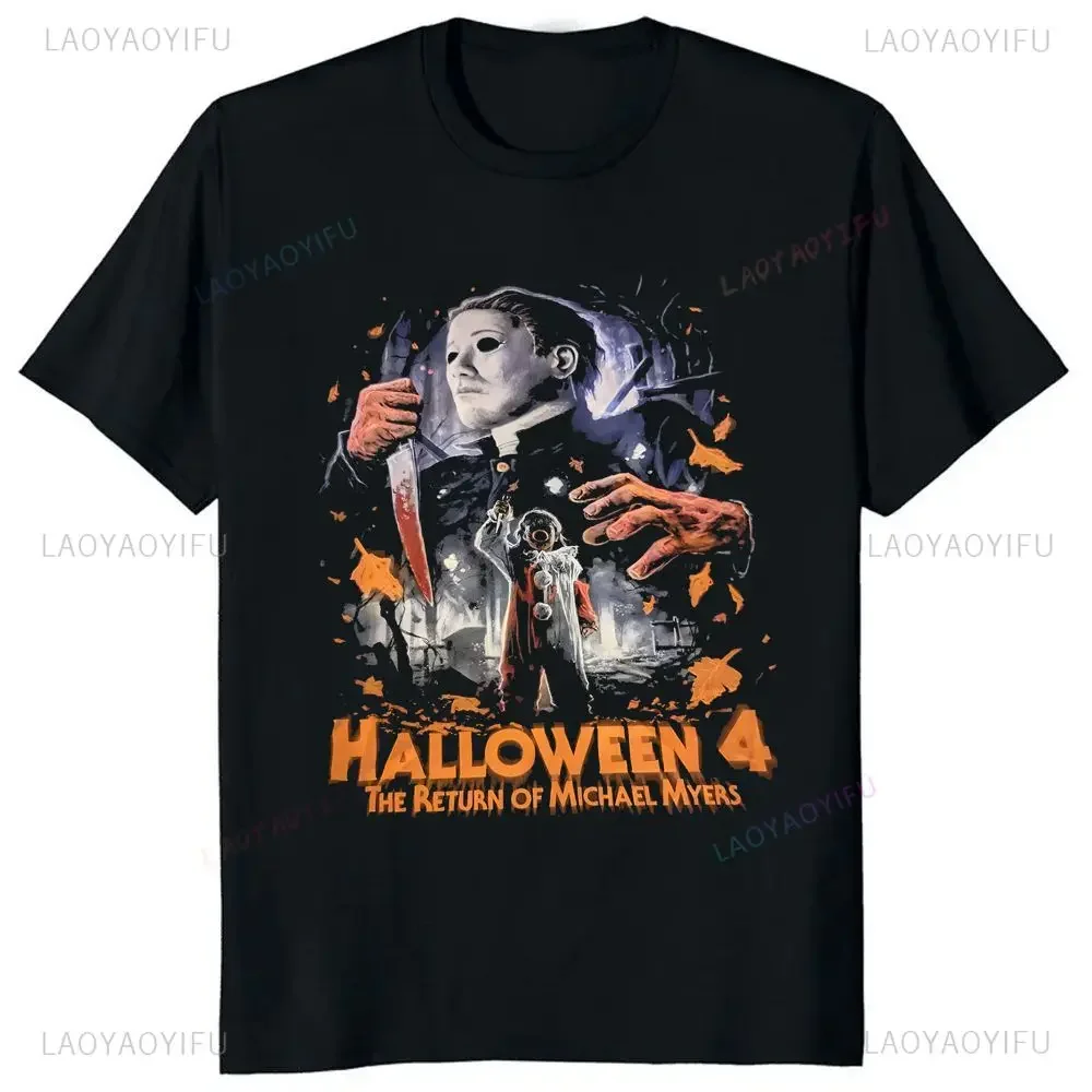 For Halloween, Michael Myers Returns To The T-shirt Trend Harajuku Short Sleeved Unisex Shirt Graphic Oversized T-shirt