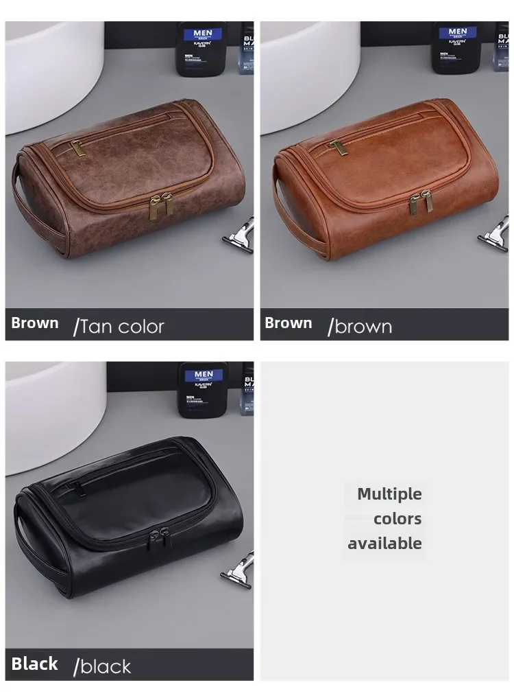 Hohe Qualität Reise Kulturbeutel Für Frauen Männer Retro PU Leder Kosmetik Taschen Weibliche Wasserdichte Reise Make-Up Tasche – Detail 7