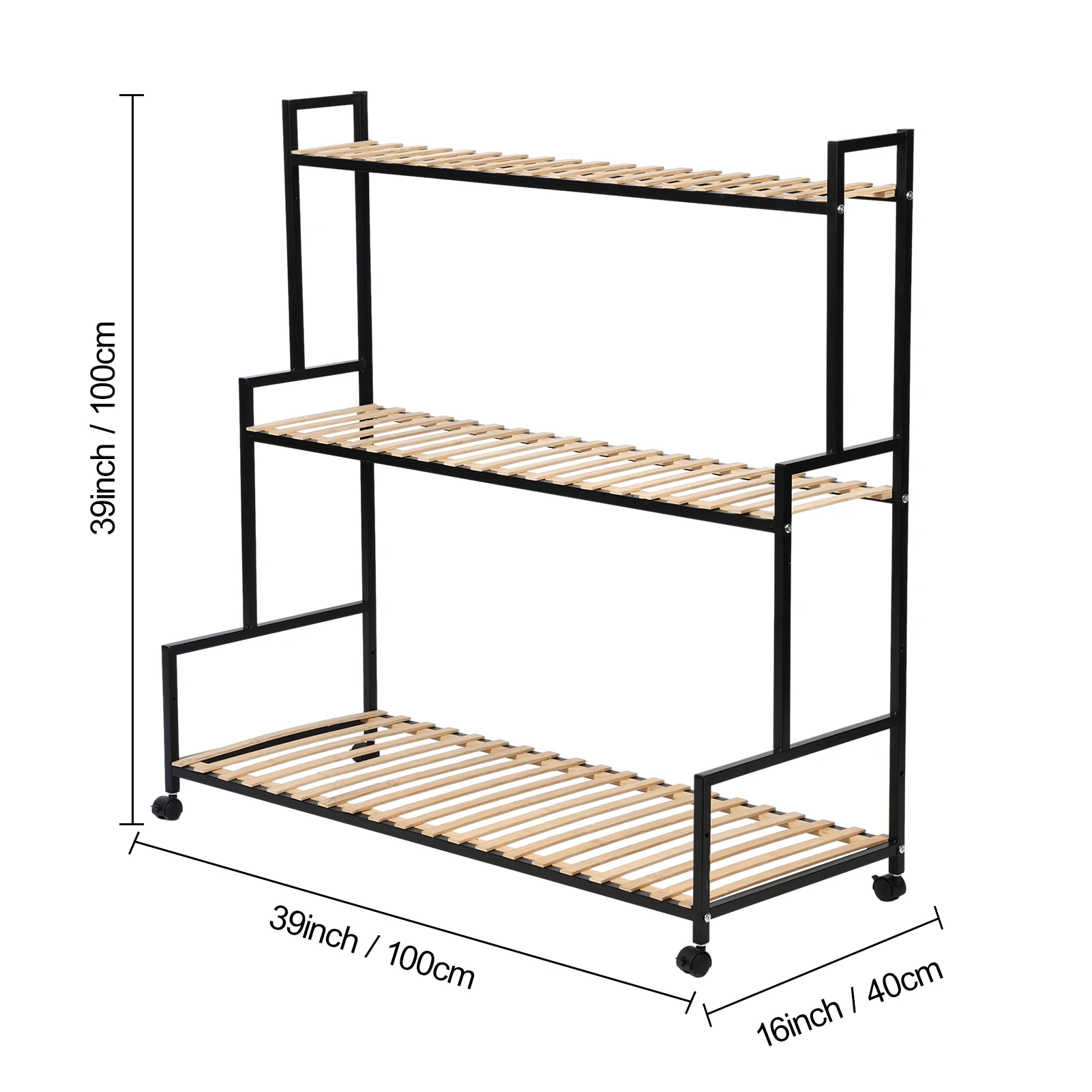 Outils debout à 3 couches, étagère de rangement, étagère, unité RapDuty EvaluMetal T1 pour cuisine, salon, entrepôt, support de fleurs