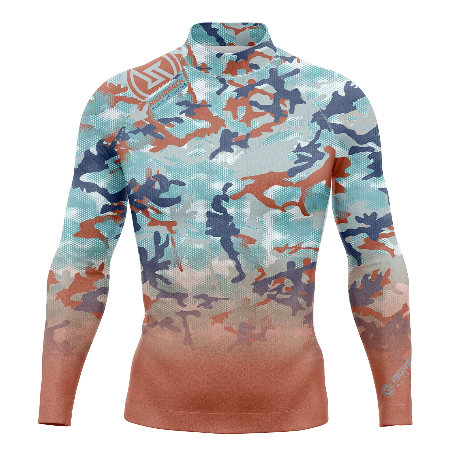 HotSale Men's Surfing Shirt Camouflage Lycra Rashguard RIGHTTRACK For Surf Sportswear Beach UV Swimwear UPF50+ Clothes