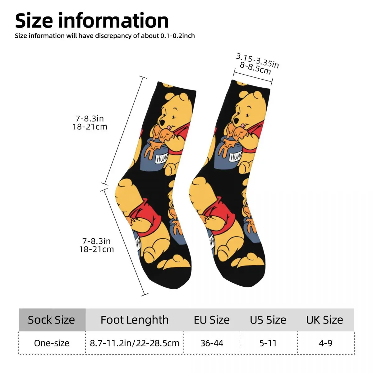 Hip Hop Retro Famous Disney Animation Crazy Men\'s compression Socks Unisex Winnie the Pooh Harajuku Seamless Printed Funny