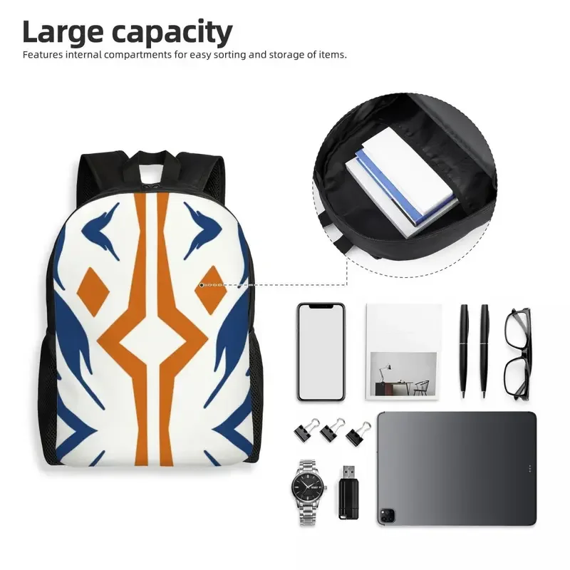 Personalizado Fulcro Ahsoka Tano Cosplay Mochila para Meninos e Meninas, Sci Fi, Tribal Wars, Escola, Sacos De Viagem De Faculdade, Bookbag Fits 15 "Laptop