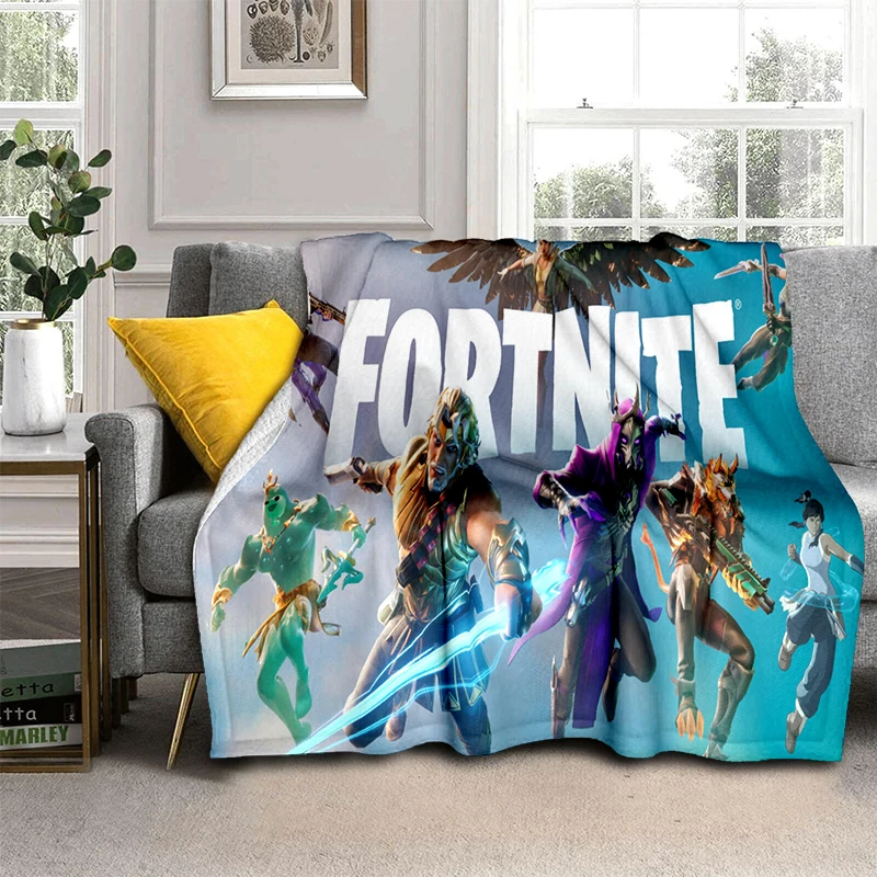 3D F-Fortnites Cartoon-Spiel-Flanelldecke, weiche, warme Überwurfdecke für Schlafzimmer, Wohnzimmer, Bett, Reisen, Camping, Picknick, Geschenk