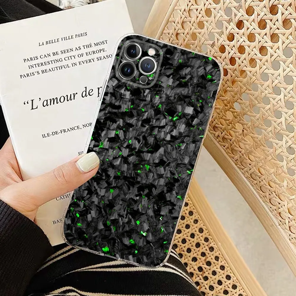 Forged Carbon Fundas Phone Case For IPhone 16 15 14 13 12 Mini 11 Pro XS Max X XR SE 6 7 8 Plus Soft Silicone Cover