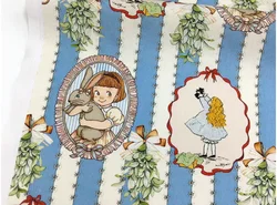 Khaki cartoon style girl rabbit 100% Cotton Fabric Brand New Printed Sewing Cloth Dress Clothing Textile Tissue