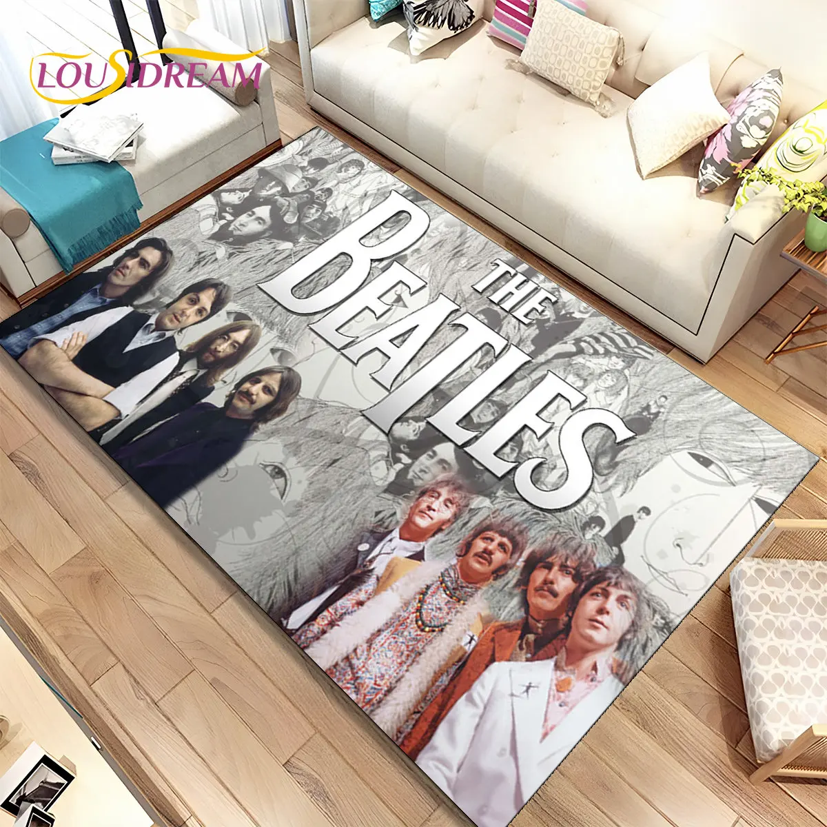 

3D B-Beatles Rock band Area Rug,Carpet Rug for Home Living Room Children Bedroom Sofa Doormat Decor,kids play Non-slip Floor Mat