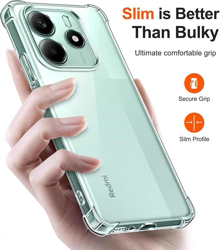 Luxury Shockproof Silicone Soft Case For Xiaomi Redmi Note 14 13 12 Pro 14C 13C 4G 5G 12C 11A A3 A3X A2 Clear Ultra Thin Cover