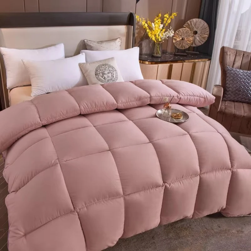 White Goose Down Duvet, Warm Winter Duvet Insert Quilted Bed Comforter, King, Queen, Full, Twin Size, Kid Bed, Patchwork Blanket