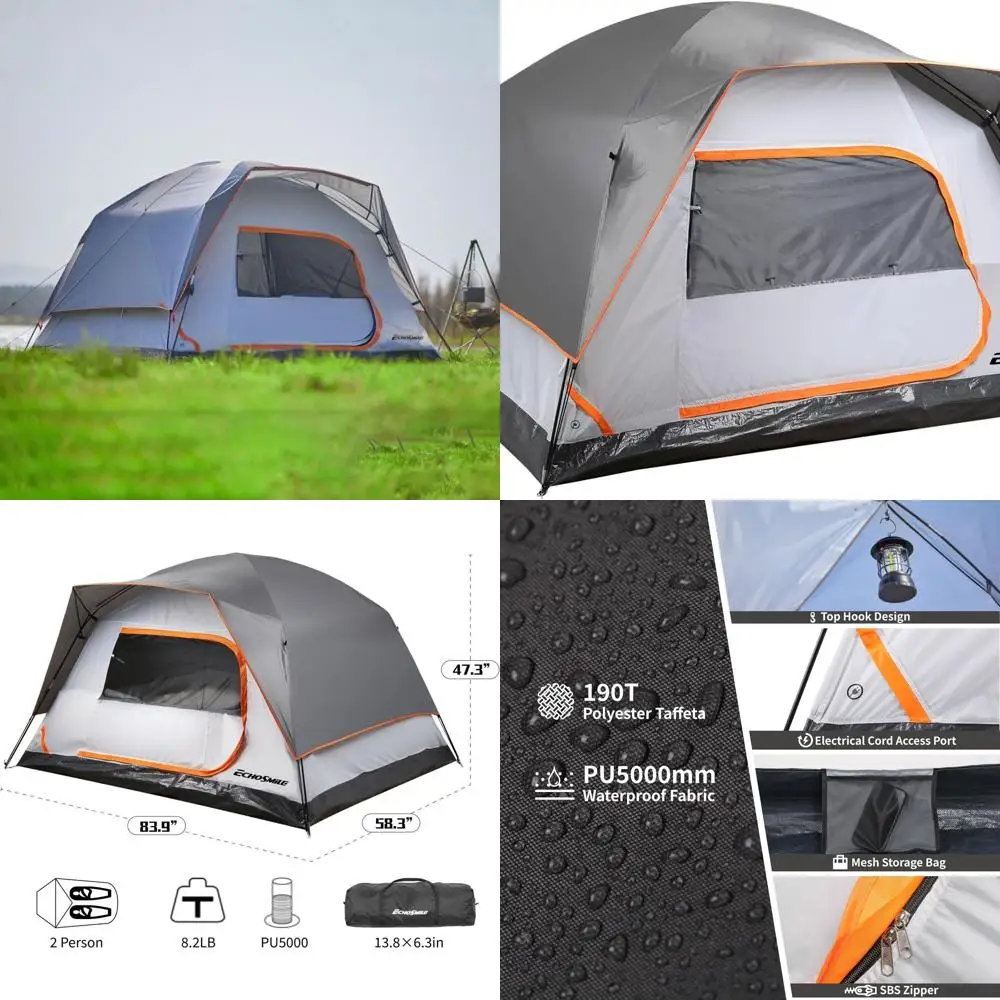

3-Season Lightweight Family Camping Tent, Easy Setup, Waterproof & Windproof Dome Shelter for Hiking & Backpacking