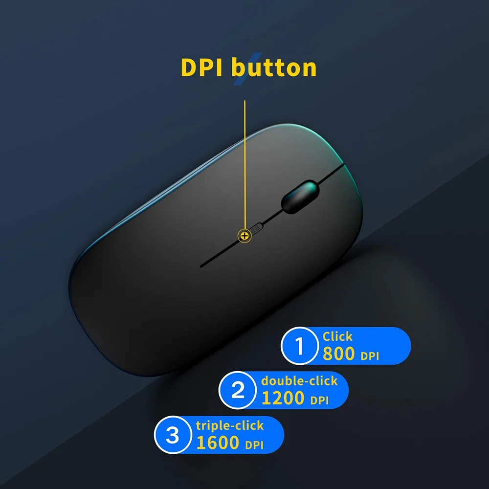 Wireless Rechargeable Mouse for Laptop Computer PC,  Slim Mini Noiseless Cordless Mouse, 2.4G Mice for Home/Office